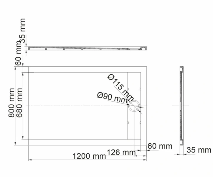 Душевой поддон WasserKRAFT Mindel 120x80 см белый матовый 85T06 (детальная фотография), низкие до 15 см