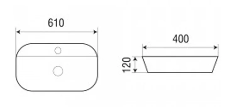 Раковина Azario 61 см накладная AZ-2203 (детальная фотография), современные, hi-tech