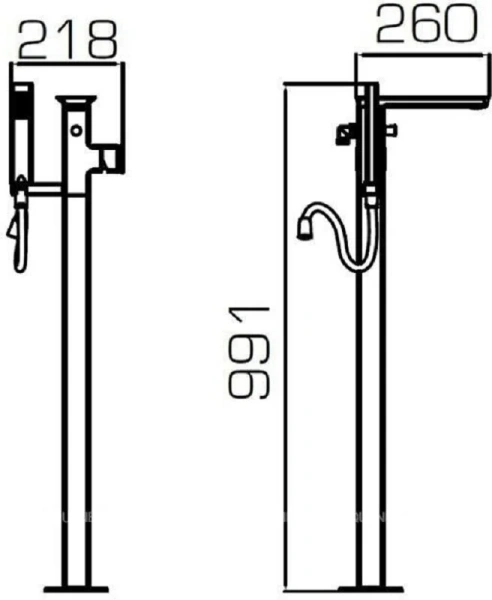 Смеситель для ванны Bravat Phillis напольный F656101C-B3-ENG (детальная фотография), для ванны