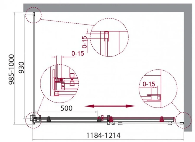 Душевой уголок BelBagno Acqua 120x100 см с прозрачным стеклом ACQUA-AH-1-120/100-C-Cr (детальная фотография), прямоугольные