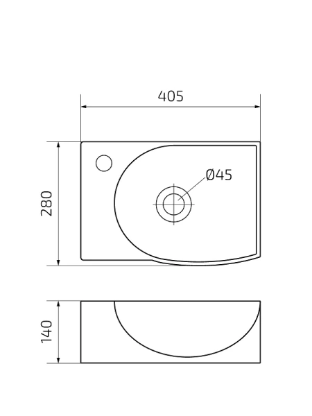 Раковина GID Suspendido N9276L 41 см левосторонняя 61130L (детальная фотография), белые