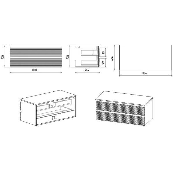 Тумба под раковину подвесная Brevita Dakota 100 см дуб галифакс олово, белый DAK-09100-19/01-2Я (детальная фотография), в наличии