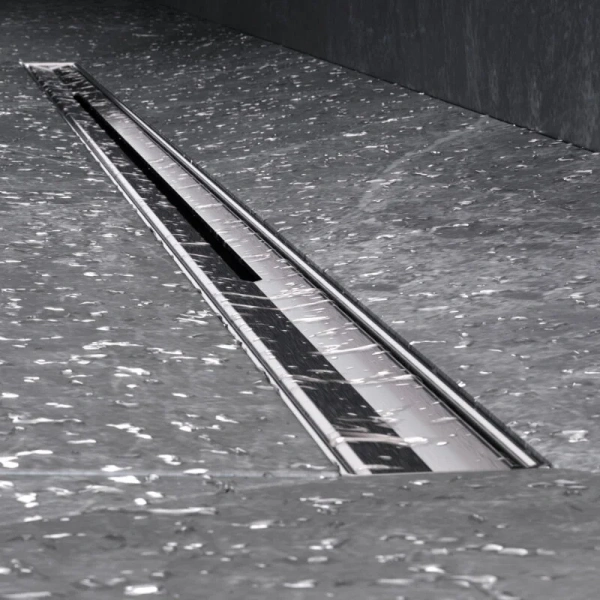 Душевой лоток Am.Pm MasterFlow 100 см хром матовый W01SC-S11-100-05SB (детальная фотография), с сухим затвором, с мокрым затвором