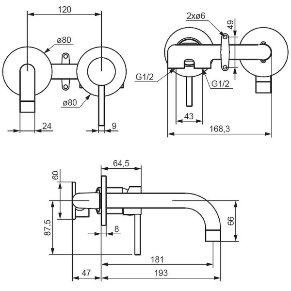 Смеситель для раковины Damixa Scandinavian Pure встраиваемый, хром 360260000 (детальная фотография), для раковины