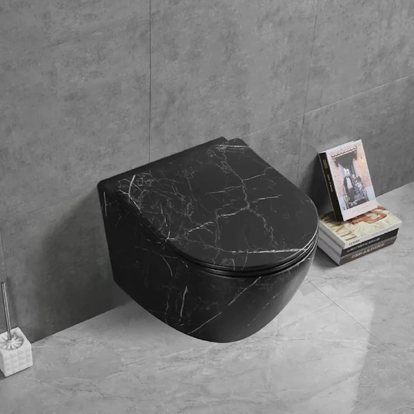 Унитаз подвесной Ceruttispa Sella черный мрамор CT9531 (детальная фотография), подвесные, встраиваемые