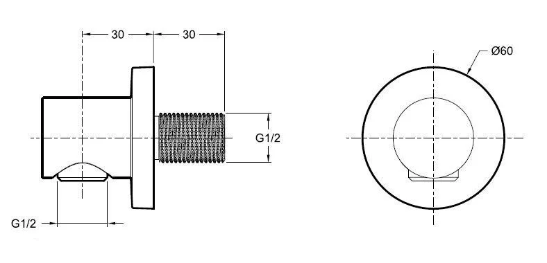 Коленное соединение Jacob Delafon Modulo для душевого шланга E8465-CP (детальная фотография), в наличии