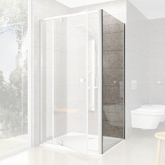 Неподвижная душевая стенка, профиль сатин, стекло прозрачное, Ravak Pivot PPS-80 90G40U00Z1