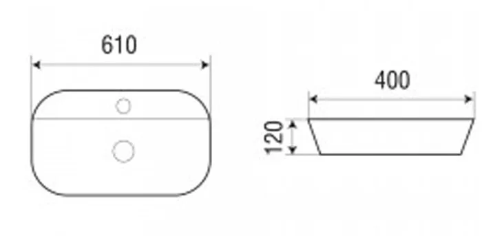Раковина Azario 61 см белая AZ-2203 SP (детальная фотография), современные, hi-tech