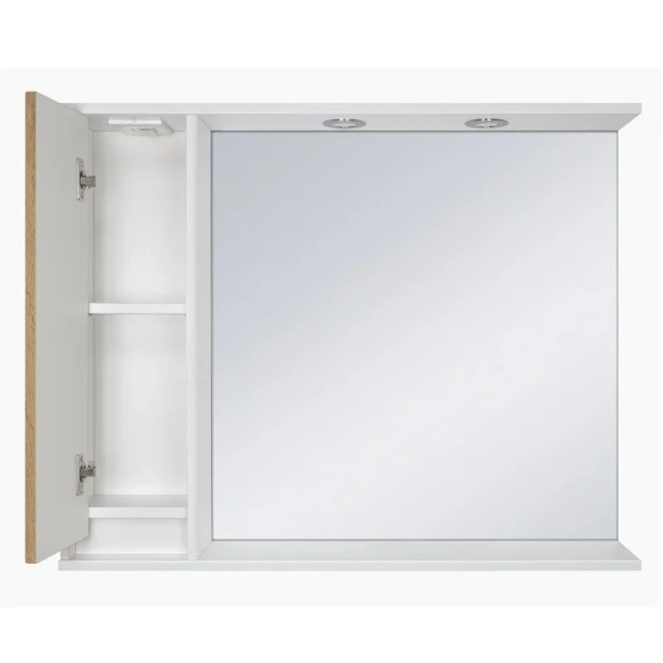 Зеркальный шкаф с подсветкой Misty Адриана 90 см левый П-Адр03090-01Л (детальная фотография), с кнопкой