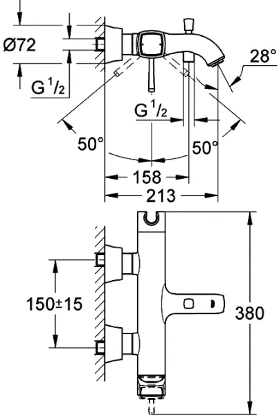 Смеситель для ванны, хром-золото, Grohe Grandera 23317IG0 (детальная фотография), для ванны
