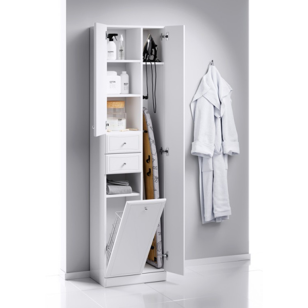 Шкаф-пенал напольный Aqwella Барселона 50 см с бельевой корзиной Ba.05.05 (детальная фотография), в наличии