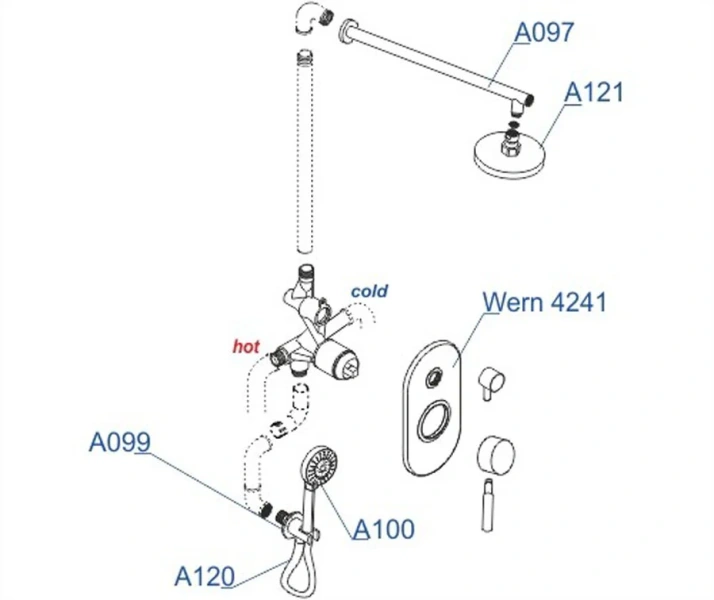 Душевой комплект WasserKRAFT Wern никель A16421 (детальная фотография), душевые комплекты, наборы