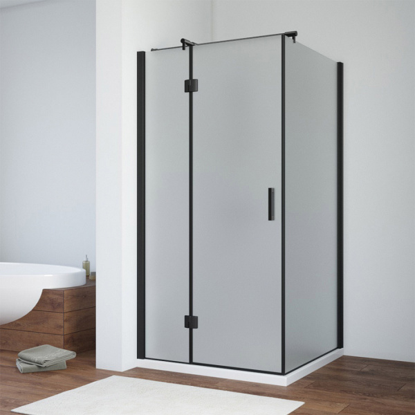 Душевой уголок профиль черный глянцевый стекло сатин Vegas-glass AFP-Fis 100*80 02Г 10 L (детальная фотография)