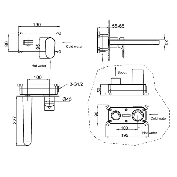 Смеситель для раковины Boheme Spectre золото матовое 455-MG (детальная фотография), для раковины