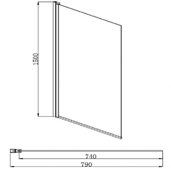 Шторка для ванны Акватек 80x150 см профиль хром AQ DEL SBA 08015CH (детальная фотография), 80 см