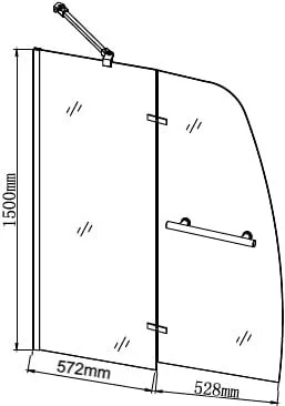 Шторка для ванны Grossman 110х150 см распашная GR-102/2 (детальная фотография), недорогие