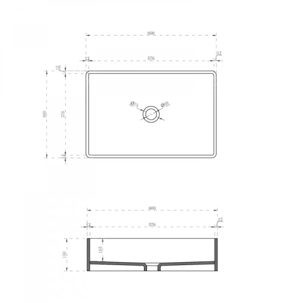 Раковина Abber Kristall 60 см коричневая AT2803Opal (детальная фотография), современные, hi-tech