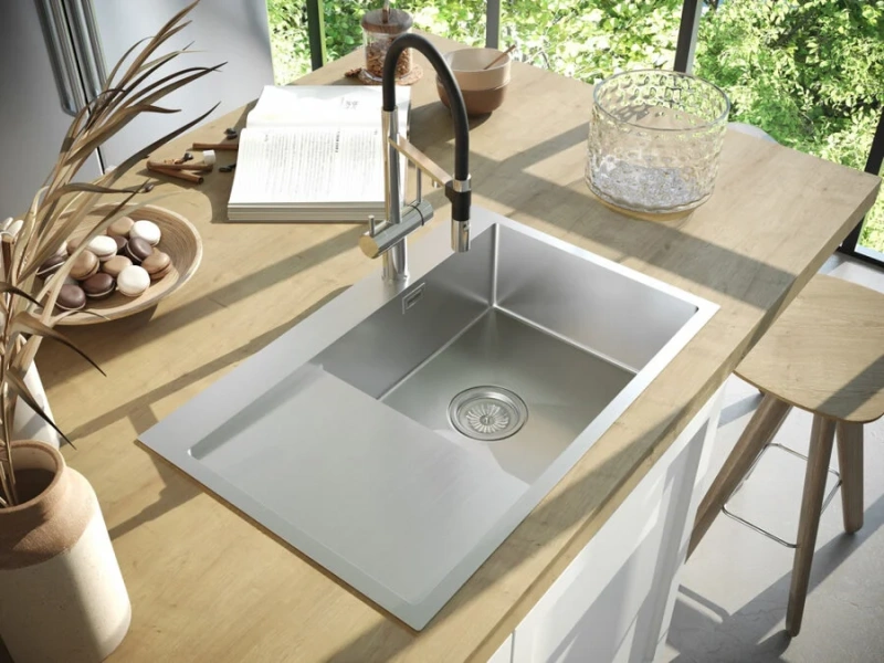 Мойка для кухни Paulmark Elde 78 см нержавеющая сталь, левая PM807851-BSL (детальная фотография), нет в наличии