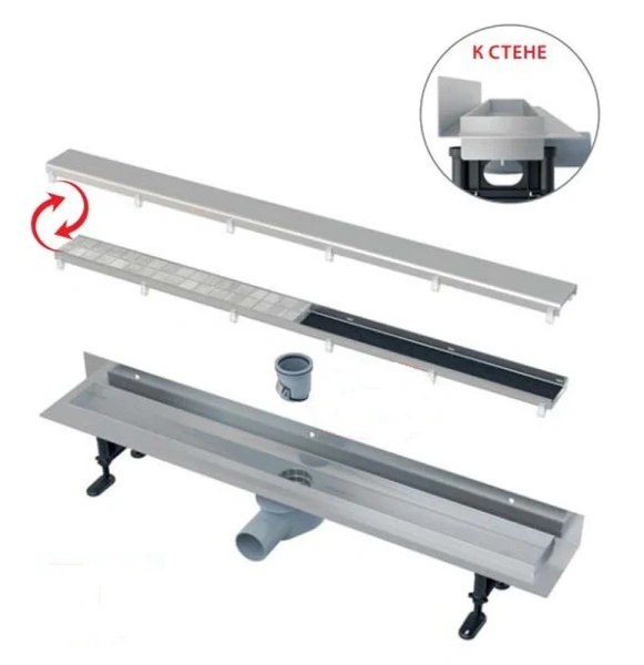 Душевой лоток Alcaplast APZ 75 см с двухсторонней решеткой APZ23-DOUBLE9-750 (детальная фотография), душевой лоток