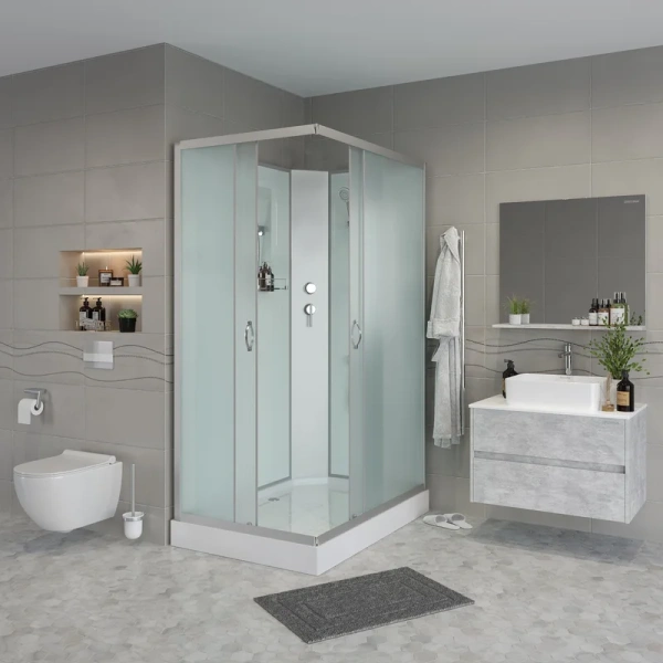 Душевая кабина Niagara Classic 100x80 см стекло матовое 430853QBK (детальная фотография), c низким поддоном