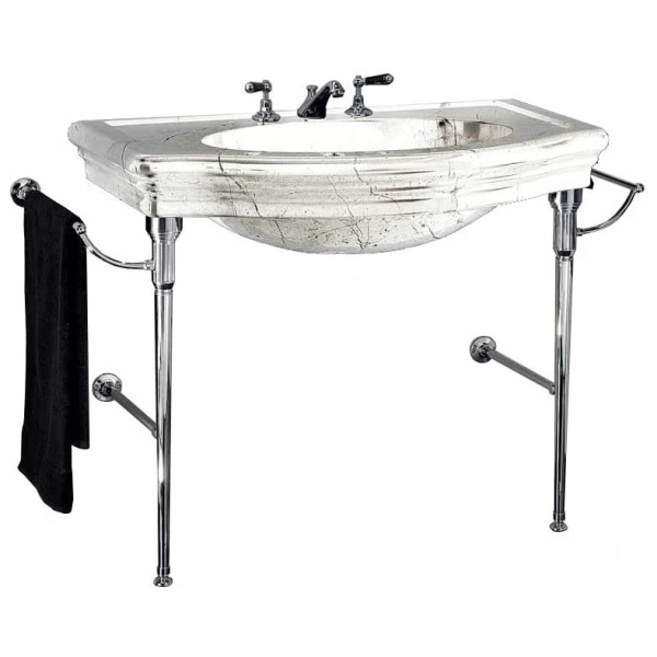 Консоль с мраморной столешницей, цвет хром, цвет мрамора Bianco Carrara, Devon&Devon Empire DEEMPIREBICR (детальная фотография)