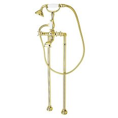 Смеситель для ванны Cezares Lord золото 24 карат, ручки белые