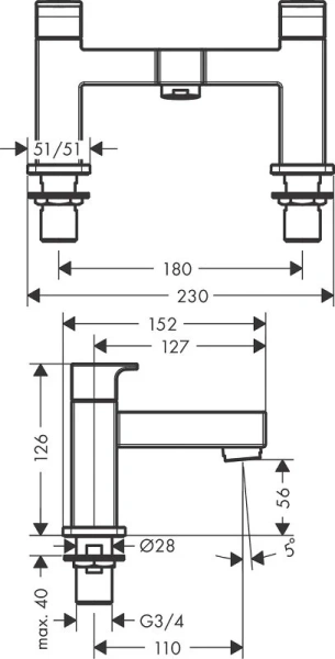 Смеситель для ванны Hansgrohe Vernis Shape хром 71452000 (детальная фотография), для ванны