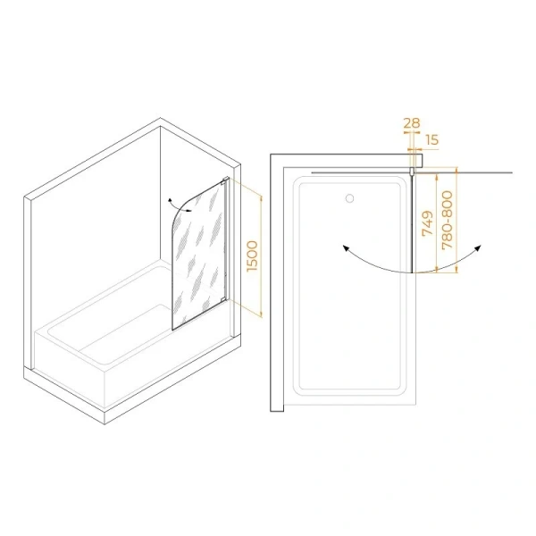 Шторка для ванны RGW Screens RGW SC-01 80 03110108-11 (детальная фотография), 80 см