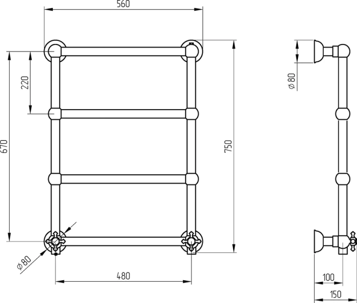 Полотенцесушитель электрический Migliore Colosseum 56х75 см хром, подключение слева 20281 (детальная фотография), классические, ретро