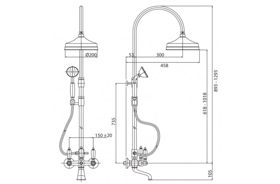 Душевая стойка Cezares Diamond золото DIAMOND-CVD-03/24-Sw (детальная фотография), золото