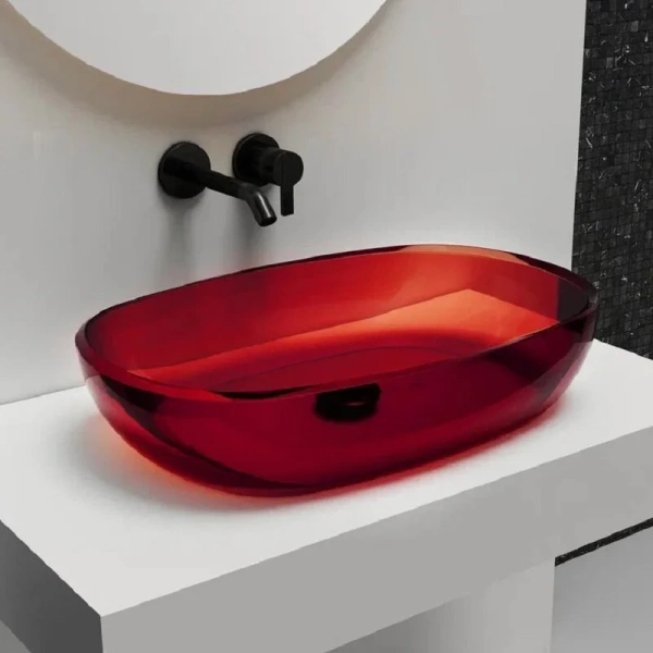 Раковина Abber Kristall 60 см красная AT2805Rubin (детальная фотография), накладные (на столешницу)