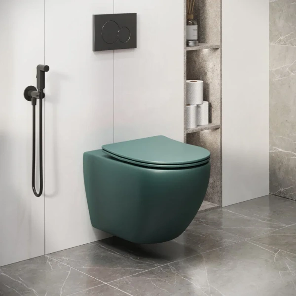 Унитаз подвесной Grossman Color зеленый матовый GR-4411OLMS (детальная фотография), фаянс, керамика