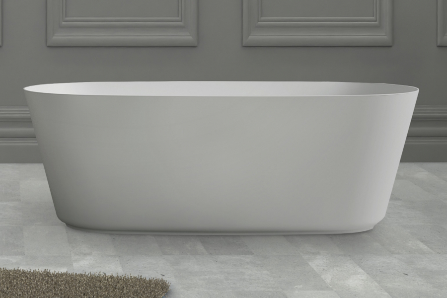 Ванна из искусственного камня Abber Stein 160х80 см белая матовая AS9606 (детальная фотография), искусственный камень