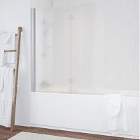 Душевая шторка на ванную профиль матовый хром стекло шиншилла Vegas-glass