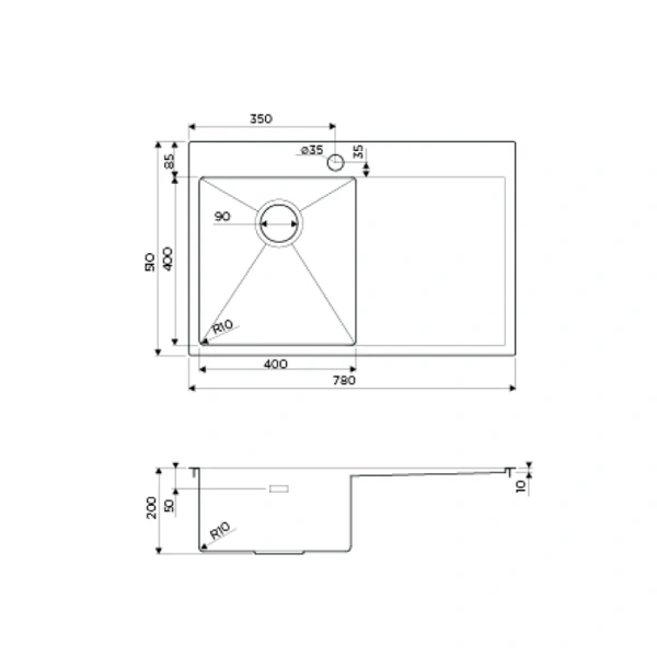 Мойка для кухни Omoikiri Akisame 78-LG-L 78 см светлое золото чаша слева 4973085 (детальная фотография), врезные
