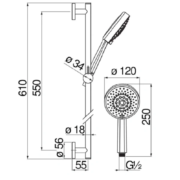 Душевой гарнитур Nobili AD140/54 латунь (детальная фотография), душевые гарнитуры