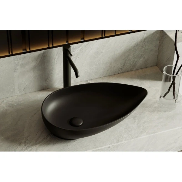 Раковина Abber Bequem 60 см черная матовая AC2117MB (детальная фотография), черные