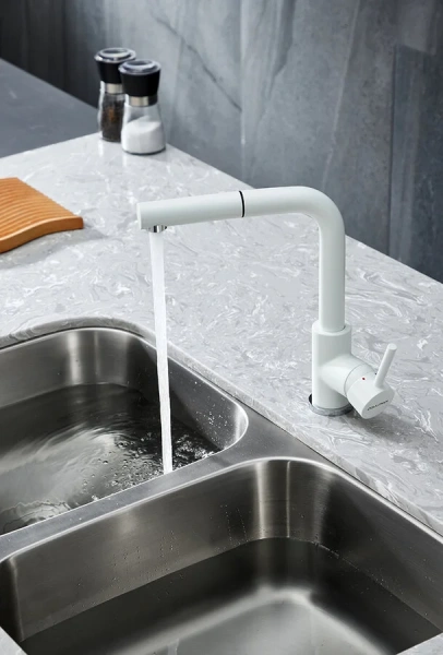 Смеситель для кухни Paulmark Kassel белый Ka214311-431TW (детальная фотография), современные, hi-tech