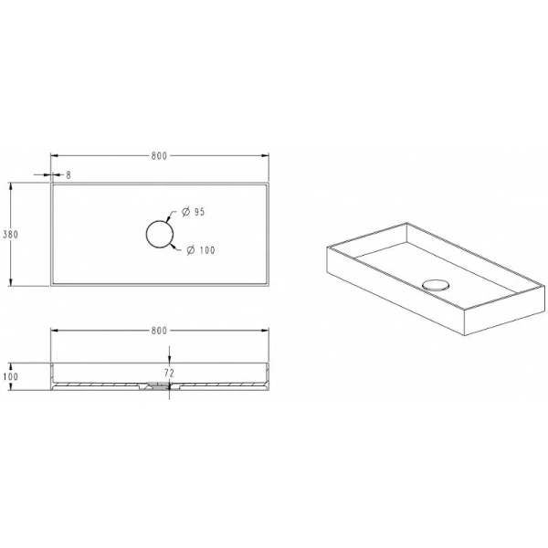Раковина Abber Stein 80 см белая матовая AS2622 (детальная фотография), современные, hi-tech