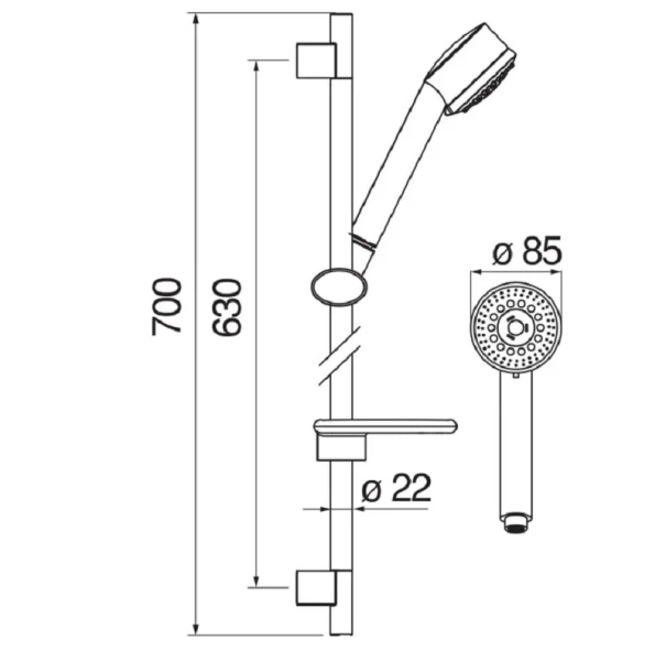 Душевой гарнитур Nobili хром AD140/40CR (детальная фотография), душевые гарнитуры