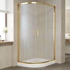 Душевой уголок профиль золотой стекло сатин Vegas-glass