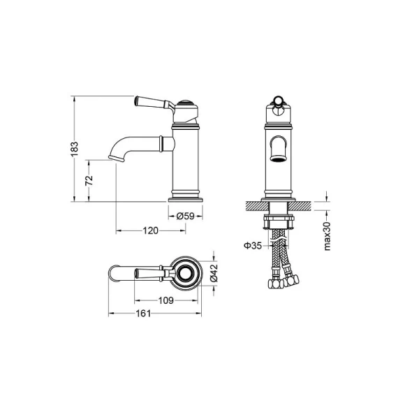 Душевой комплект Акватек Классик черный матовый AQ1530MB (детальная фотография), душевые комплекты, наборы