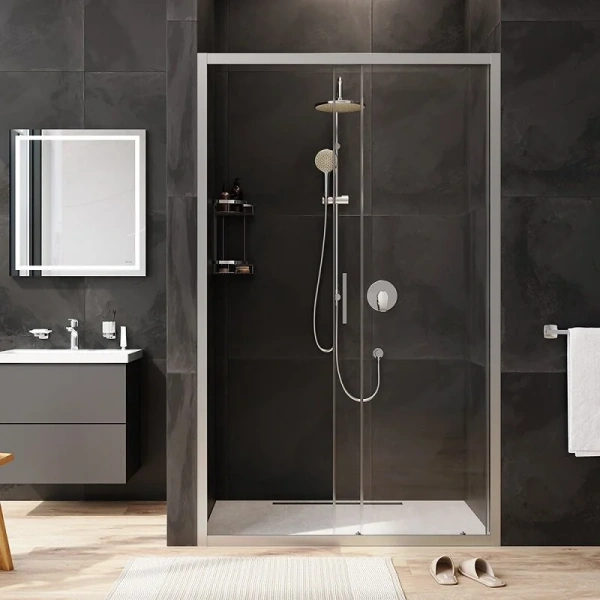 Душевая дверь в нишу AM.PM Gem Solo 120 см профиль хром стекло прозрачное W90G-120-1-195MT (детальная фотография), недорогие, в нишу, стеклянные