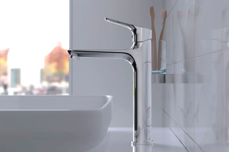 Смеситель для раковины Damixa Origin Bit 770250 высокий (детальная фотография), современные, hi-tech