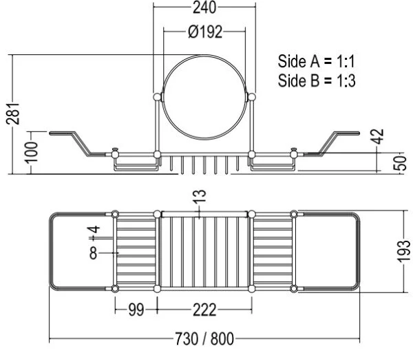 Решётка для ванны с зеркалом, цвет хром, Devon&Devon First Class DD33230CR (детальная фотография), по запросу index_4