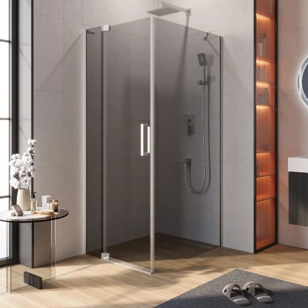 Душевой уголок Cezares Slider 80х100 см стекло серое профиль хром SLIDER-AH-1-100-70/80-GRIGIO-Cr (детальная фотография)