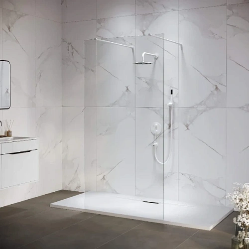 Душевая перегородка RGW Walk In WA-016W 100 см профиль белый, стекло прозрачное - фото 3