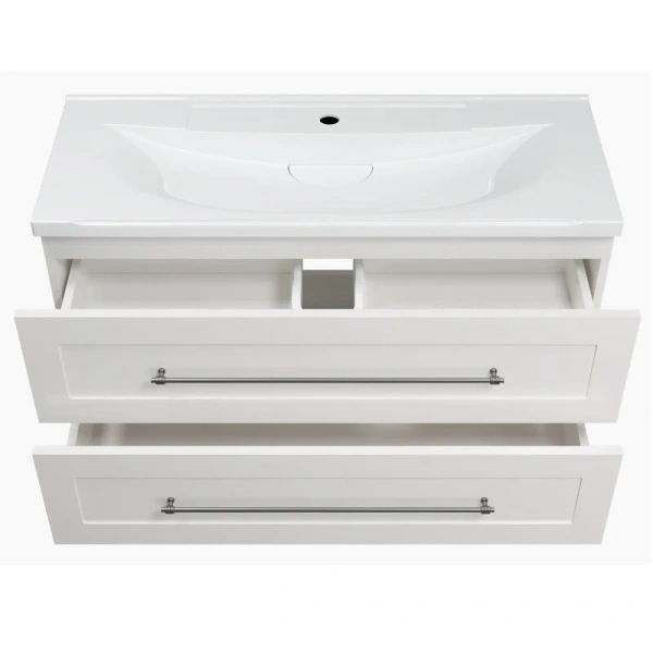 Тумба под раковину подвесная Misty Марта 100 см белая П-Мрт09100-011Пр (детальная фотография), современная, hi-tech