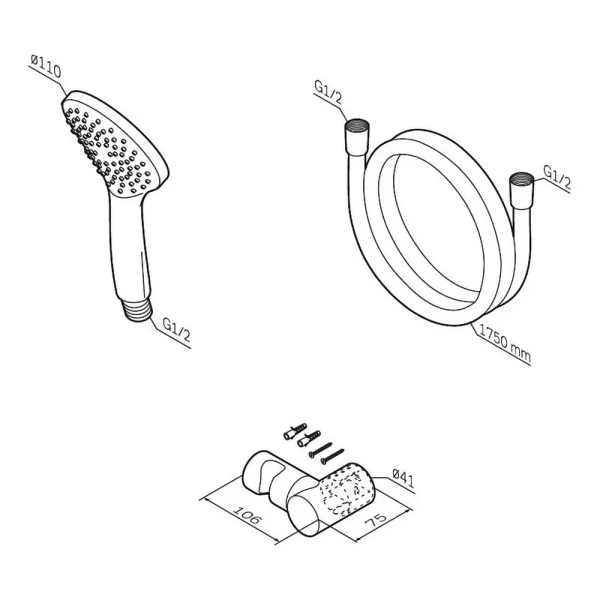 Душевой комплект Am.Pm Gem черный матовый F0119022 (детальная фотография), душевые комплекты, наборы
