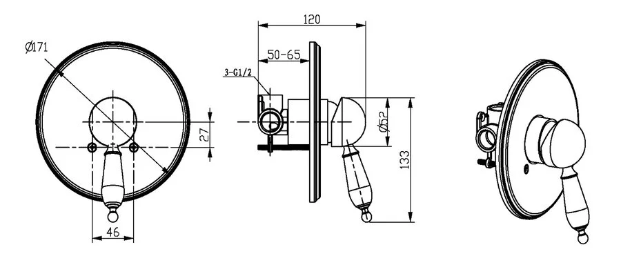 Смеситель для душа Boheme Crystal с внутренней частью (детальная фотография), для душа